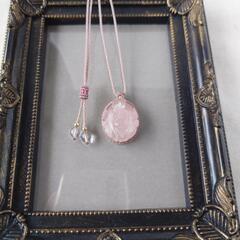 マクラメ編み　ネックレス　ローズクォーツ　ガネーシャさま