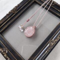 マクラメ編み　ネックレス　ローズクォーツ　ガネーシャさまの画像