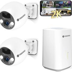 【300万画素・完全無線】 YESKAMO 防犯カメラ ワイヤレス 屋外 夜間カラー ミニNVR 15000mAh充電池式 監視カメラ 2台 セット   新品」の画像