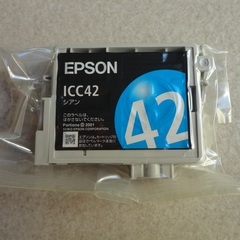 ②エプソン純正 カラープリンター用 インクカートリッジ ICC42（シアン）新品 未使用 未開封の画像