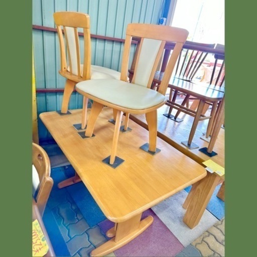【木製家具】ダイニングセット 回転チェア ベンチ ♪