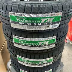 【新品】ハイトワゴン向けスタッドレスタイヤ　アルミホイールセット　１５５／６５Ｒ１４　１台分の画像