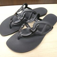 本物 エルメス エジェリー サイズ37 箱 袋付き ブラック USED HERMES サンダル ビーチサンダル ラバーサンダル 苫小牧西店の画像