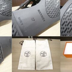 本物 エルメス エジェリー サイズ37 箱 袋付き ブラック USED HERMES サンダル ビーチサンダル ラバーサンダル 苫小牧西店の画像