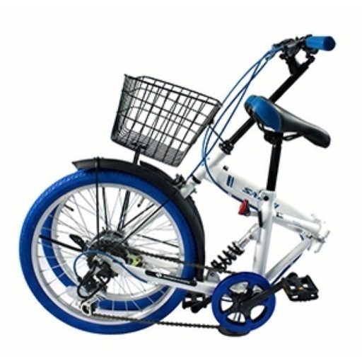 値下げ　新品　折りたたみ自転車 自転車 リアサスペンション 20インチ 軽量 カゴ付き 6段変速 ライト カギ 折畳み 前後泥除け 通