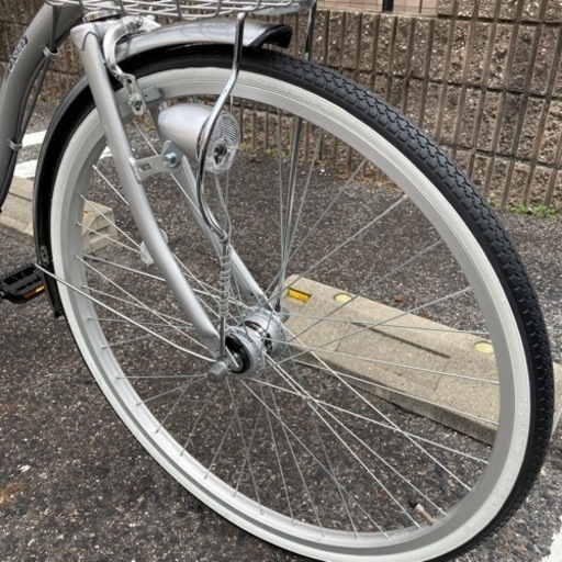 ★美品 26インチ 自転車 6段変速 オートライト シルバー サイクルベースあさひ カジュリーリラックス