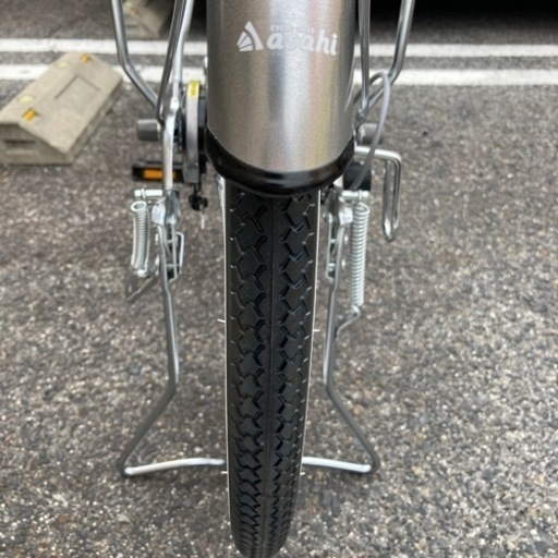 ★美品 26インチ 自転車 6段変速 オートライト シルバー サイクルベースあさひ カジュリーリラックス