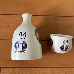 未使用　うさぎ　おちょこ　お皿　箸置き　お盆　セットの画像