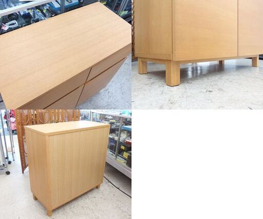 MUJI 無印良品 扉付き 木製キャビネット サイドボード オーク 札幌市 無印 オーク材 キャビネット 幅80m 収納棚 サイドボード 書庫 木扉