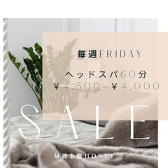 宇都宮～特価♥毎週金曜日はヘッドスパ60分4,000円～