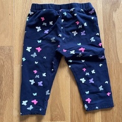H&M 100サイズ　7分丈コットンレギンス　ネイビー×ピンクやシルバー　オーガニック　子供服　キッズの画像