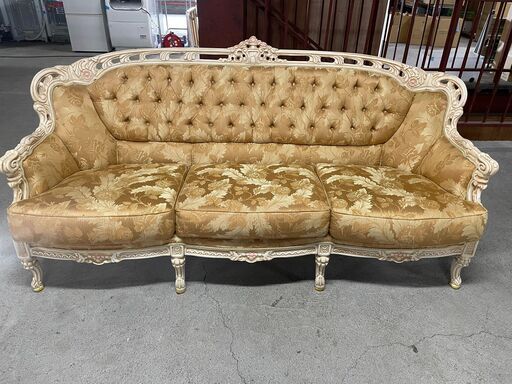 【お洒落】BDS by BRUNO DROVANDI 3人掛けソファー イタリア製 木彫り ゴージャス 早い者勝ち！ 引取歓迎 配送OK