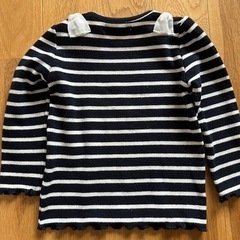 chou chou mine 90サイズ　ボーダーカットソー　リボン　ネイビー×ホワイト　子供服　キッズの画像