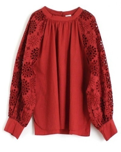 RNA-N/袖レースコットンブラウス