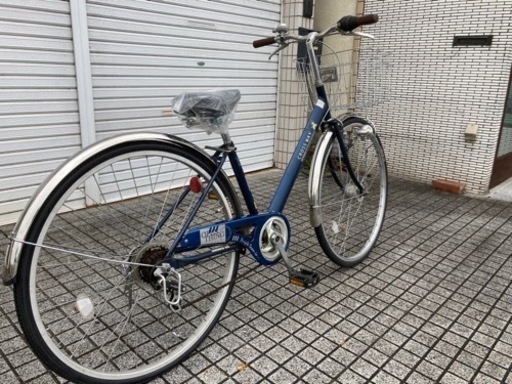 【27インチ自転車】6段変速　オートライト付　前後タイヤ、前カゴ、サドル新品❗️若林自転車　膳所店　SALE中❗️