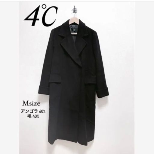 4℃ レディースロングコート 黒ブラック　M