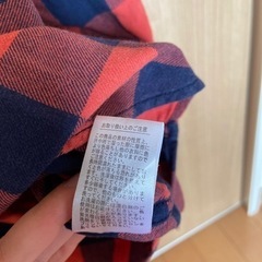 長袖赤チェックシャツ レディースの画像