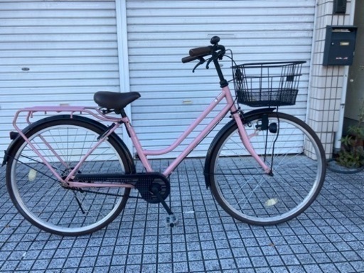 【26インチ自転車】変速なし　ピンク　カラータイヤ使用　LEDダイナモライト　若林自転車　浜大津店　SALE中❗️
