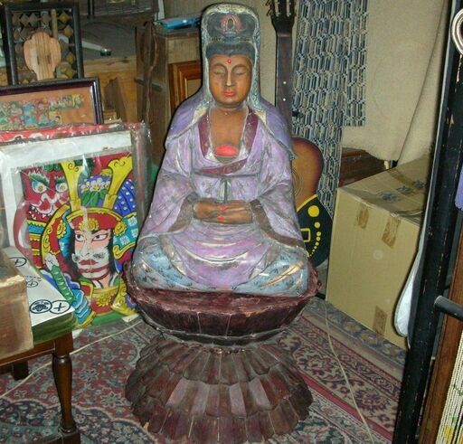 骨董品　105cm　観音像　骨細工　木彫　仏像　仏教美術
