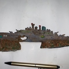 水槽用 オブジェ アクアリウム オーナメント 装飾 魚 熱帯魚 隠れ家 グレー 軍艦(グレー　軍艦の画像