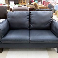 札幌市/清田区 2人掛けソファ ブラック 合皮 ソファ レザー調 チェア 2P