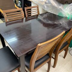 天然木　ダイニングセット　椅子５脚　幅120　奥行75　高さ70