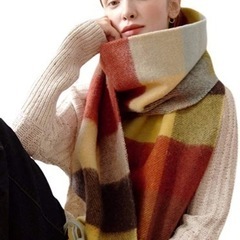 【新品】マフラー、ロング(230*30cm)、100％ウール、チ...
