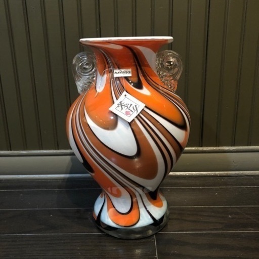 花瓶　KAMEI GLASSカメイガラス　ハンドクラフト　高さ31cm