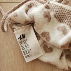 H&M エイチアンドエム ベビー コットンニット帽 ベージュ 86-92の画像