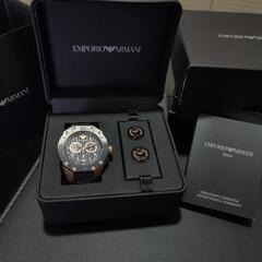 【超美品】エンポリオアルマーニ EMPORIO ARMANI 腕時計とカフスボタンのセット