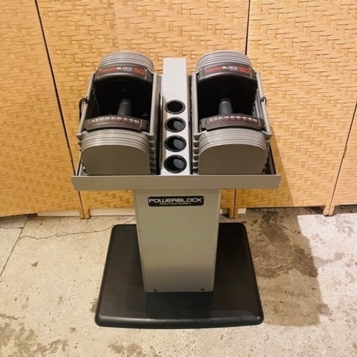 ⭕️売約済み⭕️　powerblock パワーブロック　sp 50 アジャスタブル　ダンベル　可変式ダンベル　可変式　筋トレ　トレーニング　おうちジム　台座付き　セット　台座　USA 専用スタンド