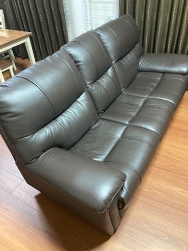【決まりました】ヤマダオリジナル ［3人掛］電動ソファ 「YES140001DBR3Pｶﾜ」幅202 本革ダークブラウン色
