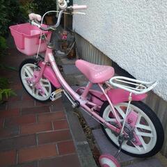 16インチ★キティ自転車☆補助輪つき★子供用