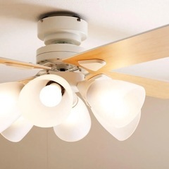 美品【LOWYA】シーリングファンライト+LED電球6個付/天井...