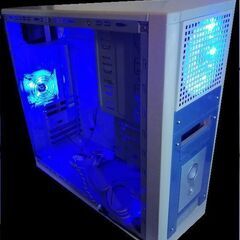 【電源ユニット付】ミドルタワー型PCケース(白)_青LED仕様の画像
