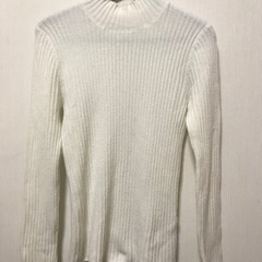 リブニット　白　ハイネック