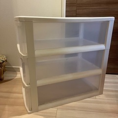 収納ボックス3段 クリアケース キャスター無の画像
