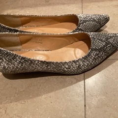 パンプス　24センチ　ローヒール　パイソン柄　美品の画像