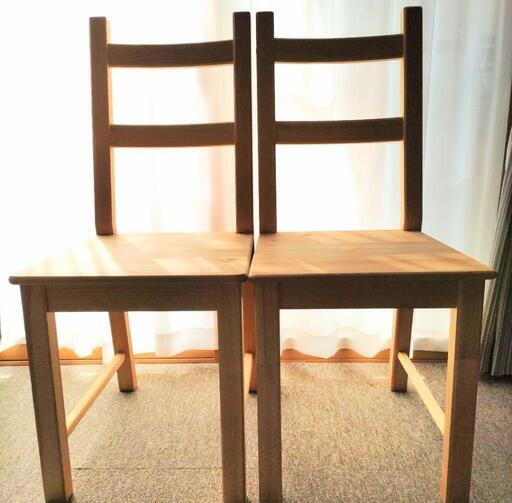 美品 IKEA 木製イス ２脚