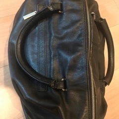 ZARA 本革 ボストンバッグ 黒 中古