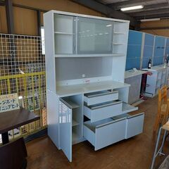 【愛品倶楽部柏店】 高橋木工所　エチュード１４００　２枚スライド扉キッチンボード　白の画像