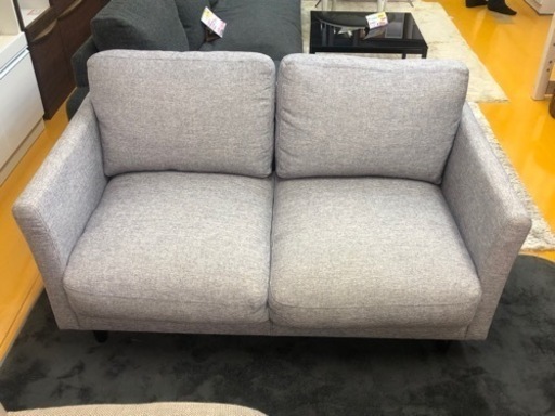 【リサイクルサービス八光　田上店　安心の3か月保証　配達・設置OK】ニトリ　2人用布張りソファ(ローエン2 クッション付き LGY)