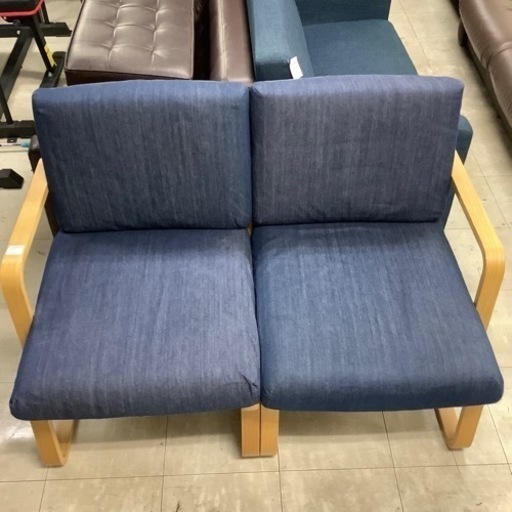 2人掛けソファー　デニム布　縦76×横117×奥70