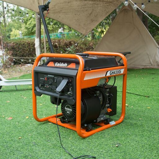 インバーター発電機 GH4500 定格出力4.0kVA オープン型 ガソリン発電機 10L大型燃料タンク搭載 正弦波 50Hz/60Hz切替 低騒音 過負荷保護 オイル不足保護 長時間連続運転 キャンプ DIY 移動販売 イベント 建設作業 災害時に大活躍