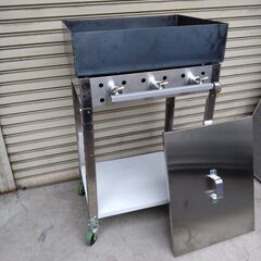 石焼き芋　鉄板釜　＋　ガスグリラー　＋　専用台　＋　ステンレスふた　４点セット　副業　独立開業　キッチンカー　お祭り　学園祭　文化祭　イベント　模擬店の画像