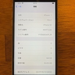 【再値下げ】iPhone SE 64 GB  SIMフリーの画像