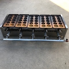 業務用たこ焼き器 銅板 10穴5連 LPガス 横幅80cm 奥行31cm/ガス管まで44cm 高さ18cm