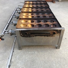業務用たこ焼き器 銅板 10穴5連 LPガス 横幅80cm 奥行31cm/ガス管まで44cm 高さ18cm
