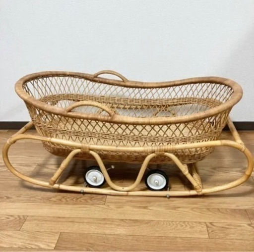 ラタン　ゆりかご　籐　ベビーベッド　ヴィンテージ