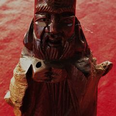 ■金泉黄ララ■　木彫 七福神 福禄寿 寿老人像 天然木 彫刻 仏...